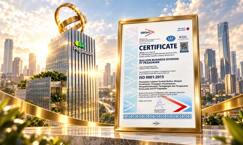 Pegadaian Raih Sertifikat ISO 9001:2015